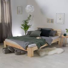Lit Bois Naturel 140x200 Cm Lit Bois Cadre De Lit Idees De Lit