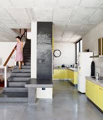 Slideshow How To Indoor Concrete Floors Dwell Galley Style Kitchen Concrete Kitchen Concrete Floors