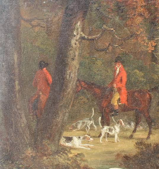 Early 19th Century English School Fox Hunting Oil Painting