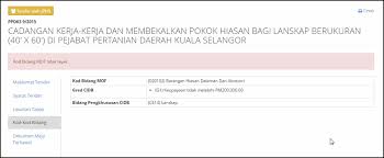 Kod bidang mof yang dibenarkan beroperasi dari rumah. Sistem Tender Online Selangor