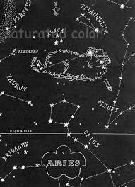 Aries Night Sky Star Chart Map Zodiac Constellation Stars From 1948 Astronomy Textbook Constellations Aries Constellation Night Sky Stars