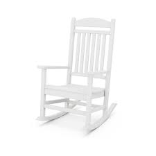 Polywood Grant Park White Plastic Outdoor Rocking Patio Chair R105wh The Home Depot Rocking Chair Porch Rocking Chair Outdoor Rocking Chairs