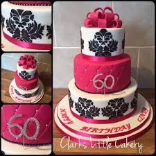 Images Of 60th Birthday Cakes For Ladies A Beautiful 60th Birthday Cake Pink Black White Damask For A Lovely Ladies 60th 60th Birthday Cakes Pink Birthday Cakes 60th Birthday Cake For Ladies
