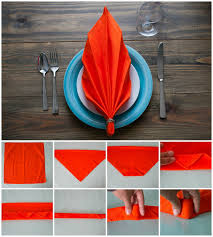 Fold the napkin in half diagonally both ways, pressing to crease, then open the napkin. 10 Ways To Fold Napkins Paper Napkin Folding Fold Napkins Napkin Folding