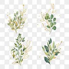 Hand Painted Green Golden Branch Leaves Plant Leaf Clipart Hand Painted Golden Png Transparent Clipart Image And Psd File For Free Download Poster Bunga Karangan Bunga Natal Lukisan Bunga