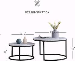 However, joss & main's collection of round coffee tables offers a wide variety of unique tables sure to enhance any room. Marble Look Sofa Side Nest Of Tables Round End Tables Black Color Frame With Marble Wood Top 32 24 Table Set Set Of 2 Modern Nesting Coffee Table Furniture Home Kitchen