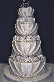 Gorgeous Silver Wedding Cake It Looks Like Fabric I M Not One For Plain Wedding Cakes But Silver Wedding Cake Romantic Wedding Cake Beautiful Wedding Cakes