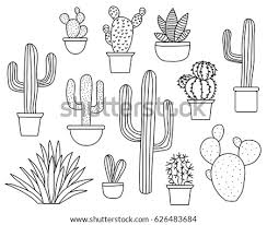 Top 60 desert cactus black background clip art, vector. Vector Images Illustrations And Cliparts Set Of Hand Drawn Cactus Plants In A Cartoon Style Including Agave Aloe Vera And Cacti In Pots Line Art With Transparent Background Hqvectors Com