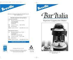With up to 60 intuitive grind settings, breville's programmable coffee grinders maximize the potential of any brew. Breville Bar Italia Esp2 Instructions For Use Manual Pdf Download Manualslib