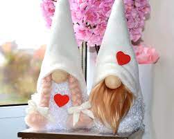 Scandinavian Gnomes Love Valentine Gnomes Valentine S Etsy Scandinavian Gnomes Girl Gnome Handmade Christmas Decorations