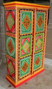 Indian Painted Cupboard Jn2 17 Indian Painted Furniture Meubles Peints Style Funky Decoration Indienne Mobilier De Salon