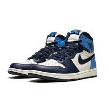 The tar heel palette is interpreted in an alternate fashion, as the overlays are split between a light powder blue on the heel/collar flaps and a dark obsidian on the collar itself, the midfoot. Jordan 1 Retro High Obsidian Uncjordan 1 Retro High Obsidian Unc Ofour