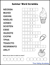 Unscrambling the letters is not only fun, it may even make you or your students better spellers. Printable Summer Word Scrambles For Kids Tree Valley Academy