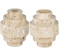 Bougeoir moderne original 10x12 en Marbre travertin Beige Travertine (Lot  de 2)