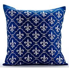 Robot Check Blue Bed Pillows Royal Blue Pillows Silk Pillow Cover