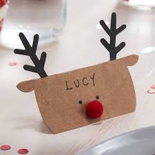 Candy cane place card holder. Kraft Reindeer Shaped Christmas Name Place Cards By Ginger Ray Notonthehighstreet Com