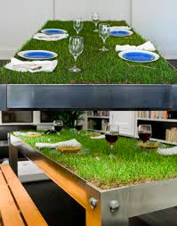 A Grass Dinner Table This Is Outrageous Lol Picnic Table Indoor Picnic Table