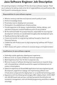 Java Software Engineer Job Description | Velvet Jobs
