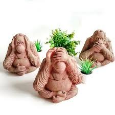 Three wise monkeys illustrated the idea of protecting one's self from unsavory or challenging behavior, thought, or language. Three Monkeys Say See Hear No Evil Monkeys Vintage Item Ceramic Three Monkeys That Hear No Evil See No Evil Speak No Evil 3 Wise Monkeys Figurines Art Collectibles Vadel Com