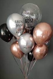 Whether they are dipped in gold, silver or platinum, or glazed and trimmed with pure 24 karat gold, each rose's natural beauty will be eternally preserved without fading or tarnishing over time. Silver Rose Gold Black Combo Balloons Inc