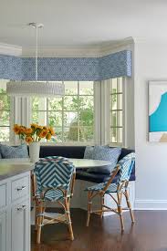 They say the kitchen is the heart of the home, and in our kitchen, the breakfast nook definitely makes that true. Turquoise Blue Chevron Dining Chairs At Breakfast Nook Transitional Kitchen