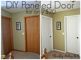If you are painting doors that are not flat, then brush the detailed places on the door first, then come back with the roller for the flat places. Thrifty Artsy Girl From Hollow Core Bore To A Beautiful Updated Door Diy Slab Door Makeover Using Trim And Paint