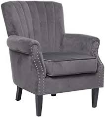 Chesterfield grey linen fabric armchair. Amazon Co Uk Living Room Armchairs Grey Armchairs Chairs Home Kitchen