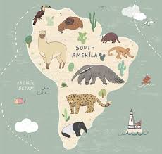 Animals World Map Animal Illustration Illustrations Posters North American Animals