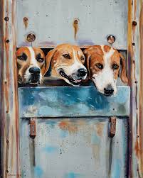 HAPPY HUNT HOUNDS HEAD HOME Painting by Diana Rose | Saatchi Art