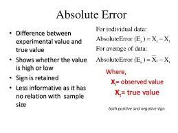 Percent error definition percent error is used to determine the accuracy of an experiment or measurement. What Is The Difference Between Absolute Error And Relative Error Quora