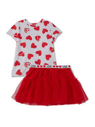 Read customer reviews & find best sellers. Valentine S Day Valentine S Day Girls 4 18 Printed T Shirt Ruffled Skirt 2 Piece Outfit Set Little Girls Big Girls Walmart Com Walmart Com