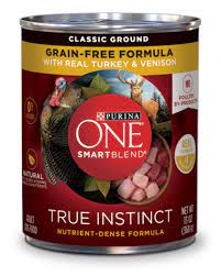 4.8 out of 5 stars. Purina One True Instinct Turkey Venison Wet Dog Food Purina