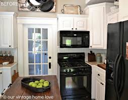 Pretty Kitchen Small With Black Appliances Butcher Block White Cabinets Black Appliances Kitchen Kitchen Remodel Best Kitchen Cabinets