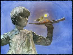 Peter Pan Statue With Sparrow And Light Peter Pan Old Paintings Artist