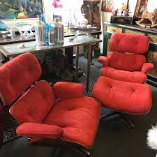 Custom Orange Suede Herman Miller Eames Lounge Chairs Ottoman Vintageeames Eames Hermanmiller Eames Lounge Chair Vintage Eames Herman Miller Eames Lounge