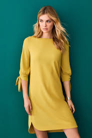 Buy Ochre Tie Sleeve Shift Dress From The Next Uk Online Shop Mesh Sleeved Dress Dresses Shift Dress