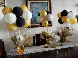 Black And Gold Centerpieces For Birthday Party Summer Splash Decorations Retirement Party Decorations Gold Birthday Party Gold Party Decorations