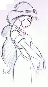 Preproduction Sketches Jasmine Disney Drawings Sketches Princess Drawings Disney Art Drawings Easy pencil sketch of cartoon character.