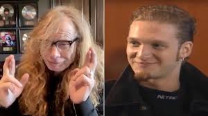 Layne Staley of ALICE IN CHAINS with Dave Mustaine of MEGADETH, Scott Ian  of ANTHRAX and Tom Araya of SLAYER, photographed by Gene Ambo during the  Clash Of The Titans tour, 1991.