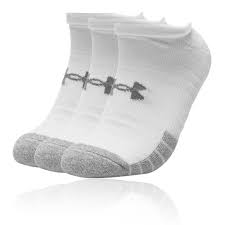 Details About Under Armour Mens Heatgear No Show Socks White Sports Running Breathable