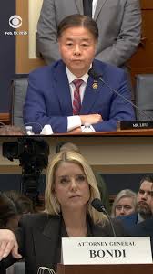 Democratic Rep. Ted Lieu of California questioned Attorney General Pam  Bondi about allegations about President Trump that were included in the  Epstein files. Bondi accused Democrats of "trying to ...
