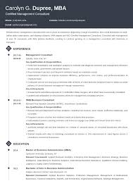 management consultant resume: sample