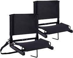 Highland commercial grade indoor metal dining chair with pine wood seat, matt gunmental color. Amazon Com Ohuhu Stadium Seats Bleacher Seat Chairs With Back Supports And Cusion Folding Portable And Lightweight With Shoulder Straps And Hooks For Sport Events Beaches Camping Picnics 2 Pack Black