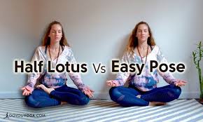The Difference Between Easy Pose And Half Lotus Lotus Pose Yoga Yoga Postures Yoga Posses