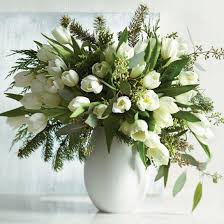 The Pink Chalkboard Fresh For The Holidays Tulips Arrangement Spring Flower Arrangements White Flower Arrangements