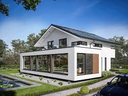 Fühle die atmosphäre deines neuen zuhauses. Virtuelle Besichtigung Grosse Glasflachen Ein Schwebender Wohnkorper Mit Geschoss Hohen Fensterelementen Und Ein Klassisches S Modernes Haus Haus Architektur