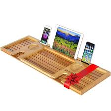 Cut two small pieces of wood to use as feet (you can use scrap wood here, doesn't need to be pretty!) using your second measurement (the width of your tub sides), attach the feet to the tub tray using wood glue and a nail or two. Royal Craft Wood Natural Bamboo Bathtub Caddy Bath Serving Tray For 2 Luxury Bathtub Accessories Set Walmart Com Walmart Com