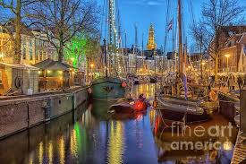 Groningen At Night With Boats And Lights By Patricia Hofmeester Cityscape Old Sailing Ships Groningen