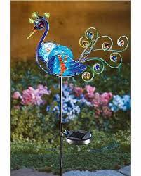Metal Peacock Outdoor Decor Led Solar Light Garden Statue Blue Bird Yard Stake Ebay Decorative Garden Stakes Metal Garden Stakes Lawn Art