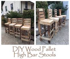 Diy Wood Pallet High Bar Stools Only Cost 20 Each Wood Pallet Bar Pallet Bar Stools Diy Bar Stools